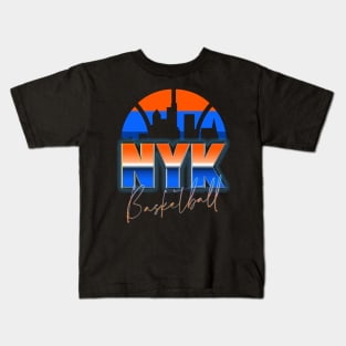 New York Basketball Retro 90s Chrome Skyline Kids T-Shirt